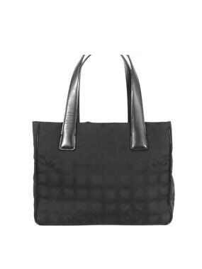 Chanel New Travel Line PM Black Gold Nylon Leather Tote Bag